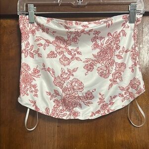 Floral Print White and Red Tube Top